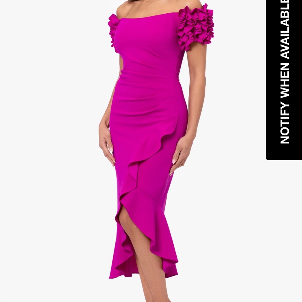 Elegant Fuchsia Off-Shoulder Dress